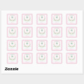 Watercolor Pink 1st Birthday Monogram Crest Gift スクエアシール (シート)