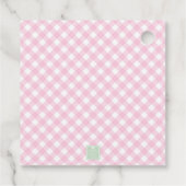 Watercolor Pink 1st Birthday Monogram Crest Party フェイバータグ (裏面)