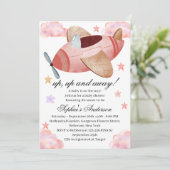Watercolor Pink Airplane Baby Shower Invitation 招待状 (スタンド正面)