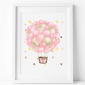 Watercolor Pink and Gold Hot Air Balloon Printable ポスター
