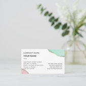 Watercolor Pink and Green Business Cards 名刺 (スタンド正面)