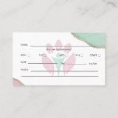 Watercolor Pink and Green Business Cards 名刺 (裏面)