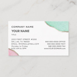 Watercolor Pink and Green Business Cards 名刺