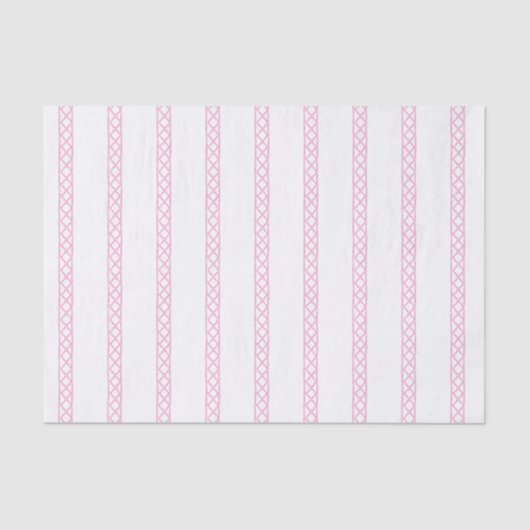 Watercolor Pink and White Bamboo Stripes 薄葉紙 (正面)