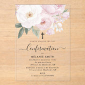 Watercolor pink and white flowers Confirmation アクリル招待状 (正面)