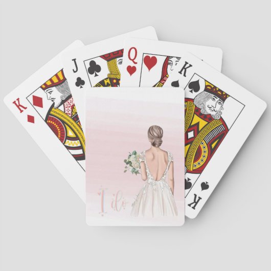 Watercolor Pink Bachelorette Theme Playing Cards トランプ (裏面)