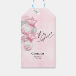 Watercolor Pink Balloons Its A Girl Baby Shower ギフトタグ
