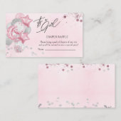 Watercolor Pink Balloons Its A Girl Diaper Raffle エンクロージャーカード (正面/裏面)