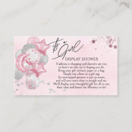 Watercolor Pink Balloons Its A Girl Display Shower エンクロージャーカード