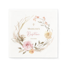  watercolor pink beige flowers Baptism