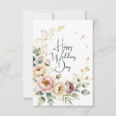 Watercolor Pink Blossoms Wedding Congratulation カード (正面)