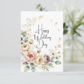 Watercolor Pink Blossoms Wedding Congratulation カード (スタンド正面)