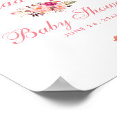 Watercolor Pink Blush Floral Baby Shower Welcome ポスター (角)