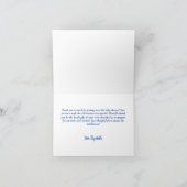 Watercolor Pink Bougainvillea Flowers Blue Tile サンキューカード (内部)