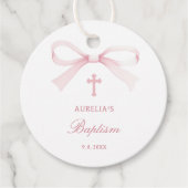 Watercolor Pink Bow Baptism フェイバータグ (正面)