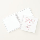 Watercolor Pink Bow Baptism Guest Book ノートブック (内部)