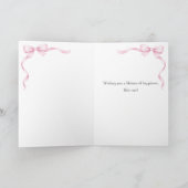 Watercolor Pink Bow Coquette 1st Birthday Greeting カード (内部)