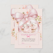 Watercolor Pink Bow Diaper Raffle Ticket エンクロージャーカード (正面/裏面)