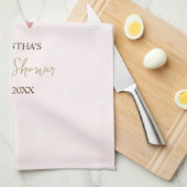 Watercolor Pink Bow Dots Baby Shower キッチンタオル (四つ折り)