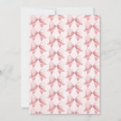 Watercolor Pink Bow Dots Baby Shower  招待状 (裏面)