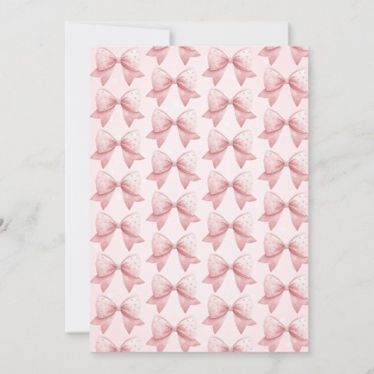 Watercolor Pink Bow Dots Baby Shower  招待状 (裏面)