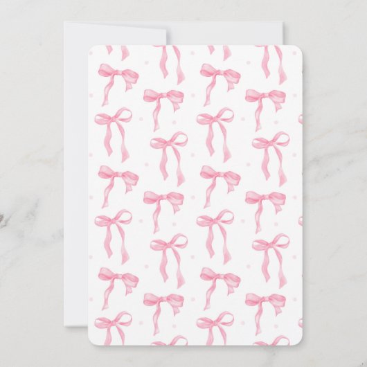 Watercolor Pink Bow First Birthday Invitation 招待状 (裏面)