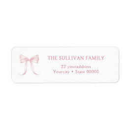 Watercolor pink bow return address label ラベル