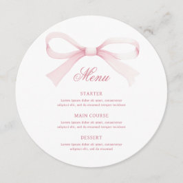 Watercolor Pink Bow Round Menu メニュー