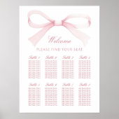 Watercolor Pink Bow Seating Chart ポスター (正面)