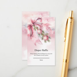 Watercolor Pink Bow with Baubles  エンクロージャーカード