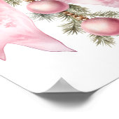 Watercolor Pink Bow with Baubles ポスター (角)