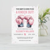 Watercolor Pink Boxing Baby Girl Shower Invitation 招待状 (スタンド正面)