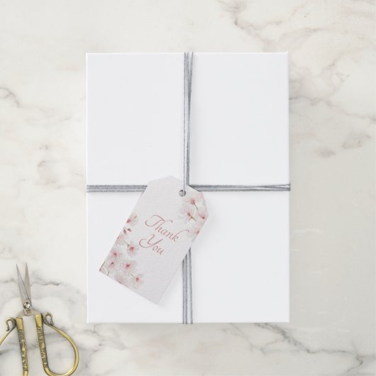 Watercolor Pink Cherry Blossoms ギフトタグ (より糸付き)