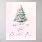Watercolor pink Christmas tree hot chocolate bar  ポスター (正面)