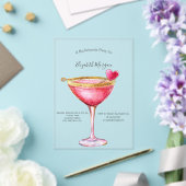 Watercolor Pink Cocktail Heart Bachelorette Party アクリル招待状 (インサイチュ (ウェディング))