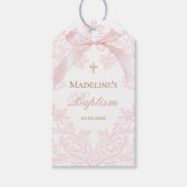  watercolor pink crest | Baptism ギフトタグ (正面)