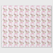 Watercolor Pink Derby Horse Racing and Bows ラッピングペーパー (フラット)