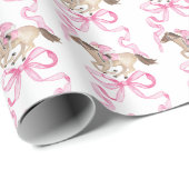 Watercolor Pink Derby Horse Racing and Bows ラッピングペーパー (ロールコーナー)
