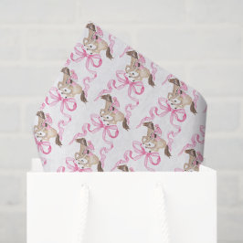 Watercolor Pink Derby Horse Riding and Bows 薄葉紙