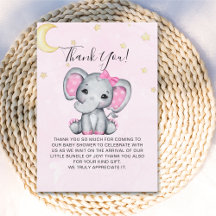 Watercolor Pink Elephant Baby shower girl