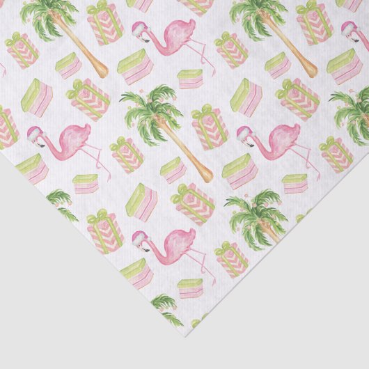 Watercolor Pink Flamingo Beach Christmas 薄葉紙 (詳細)
