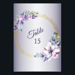 Watercolor Pink Floral Geometric Golden Purple テーブルナンバー<br><div class="desc">Watercolor Pink Floral Geometric Golden Purple Table Number. Unique,  beautiful,  modern design. Easy to be personalized. Font style,  size and colors can be changed. Matching items available.</div>