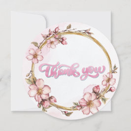 Watercolor Pink Floral Thank You 