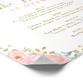 Watercolor Pink Floral Wedding Bar Drinks Menu ポスター (角)