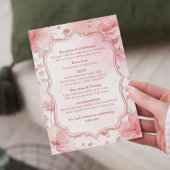 Watercolor Pink Floral Wedding Invitation 招待状