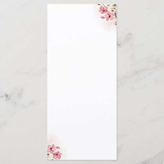 Watercolor pink floral wedding menu メニュー (裏面)