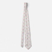 Watercolor pink flowers neck tie ネクタイ (裏面)