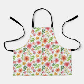 Watercolor Pink Flowers Pattern-69677 エプロン (正面)