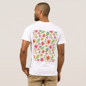 Watercolor Pink Flowers Pattern-69677 Tシャツ (裏面フル)