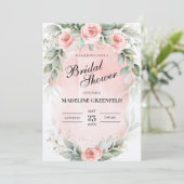 Watercolor Pink Flowers Wedding Bridal Shower 招待状 (スタンド正面)